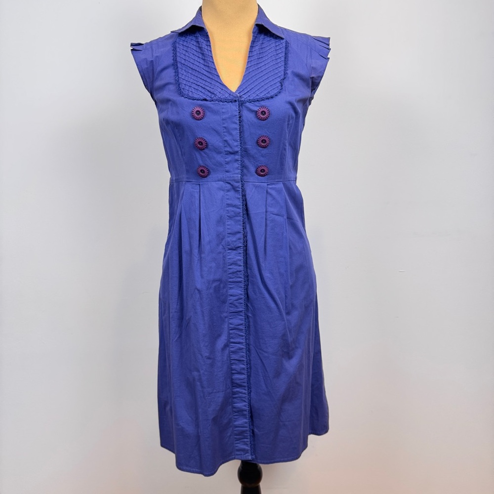 Anthropologie Maeve Sleeveless V-Neck Midi Dress in Deep Violet Blue Size 6